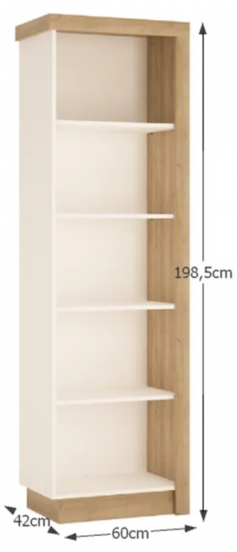 Etajeră LYOR01, stejar riviera/alb extra lucios HG, stânga, LEONARDO