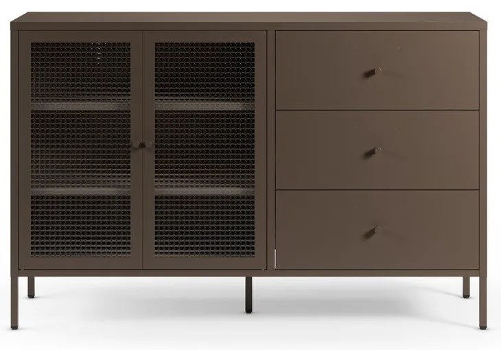 Vitrină gri din metal 140x90x40 cm Layna – Marckeric