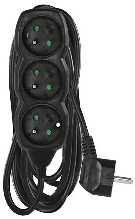 Prelungitor 3Z 5m negru