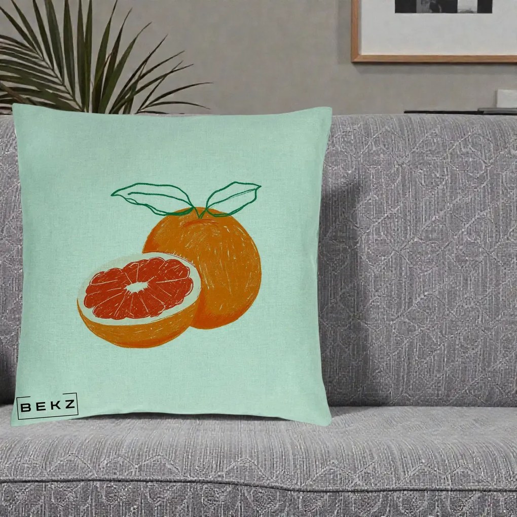 Perna Decorativa Grepfrut Citrus, 40x40 cm, Verde Menta, Husa Detasabila, Perna Inclusa, BEKZ®