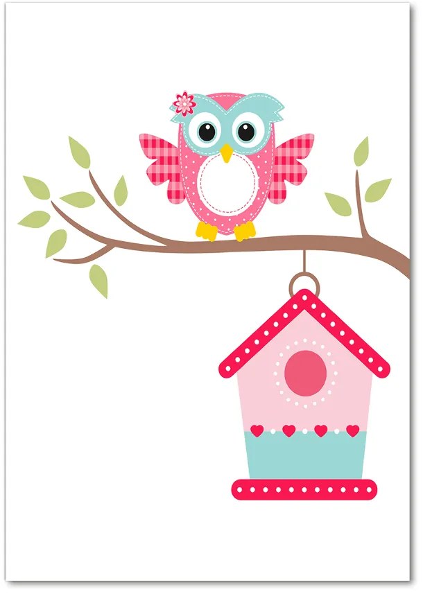 Imagine de sticlă Owl pe o ramură