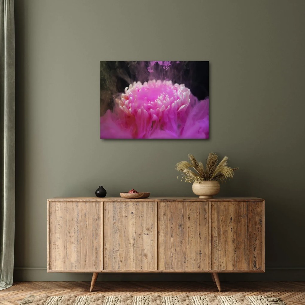 Tablou cu floare în fum roz (70x50 cm)