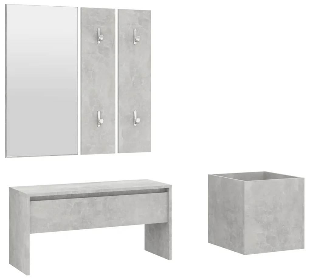Set de mobilier pentru hol, gri beton, lemn prelucrat