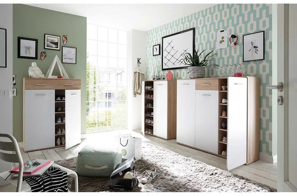 PANTOFAR MANUEL 3,136X36X118 CM,3 USI,1 SERTAR,CULOARE SONOMA/ALB,PAL