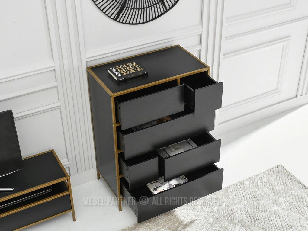 Comodă Soren Kom (lemn negru + auriu). Promo -38%. 1110764