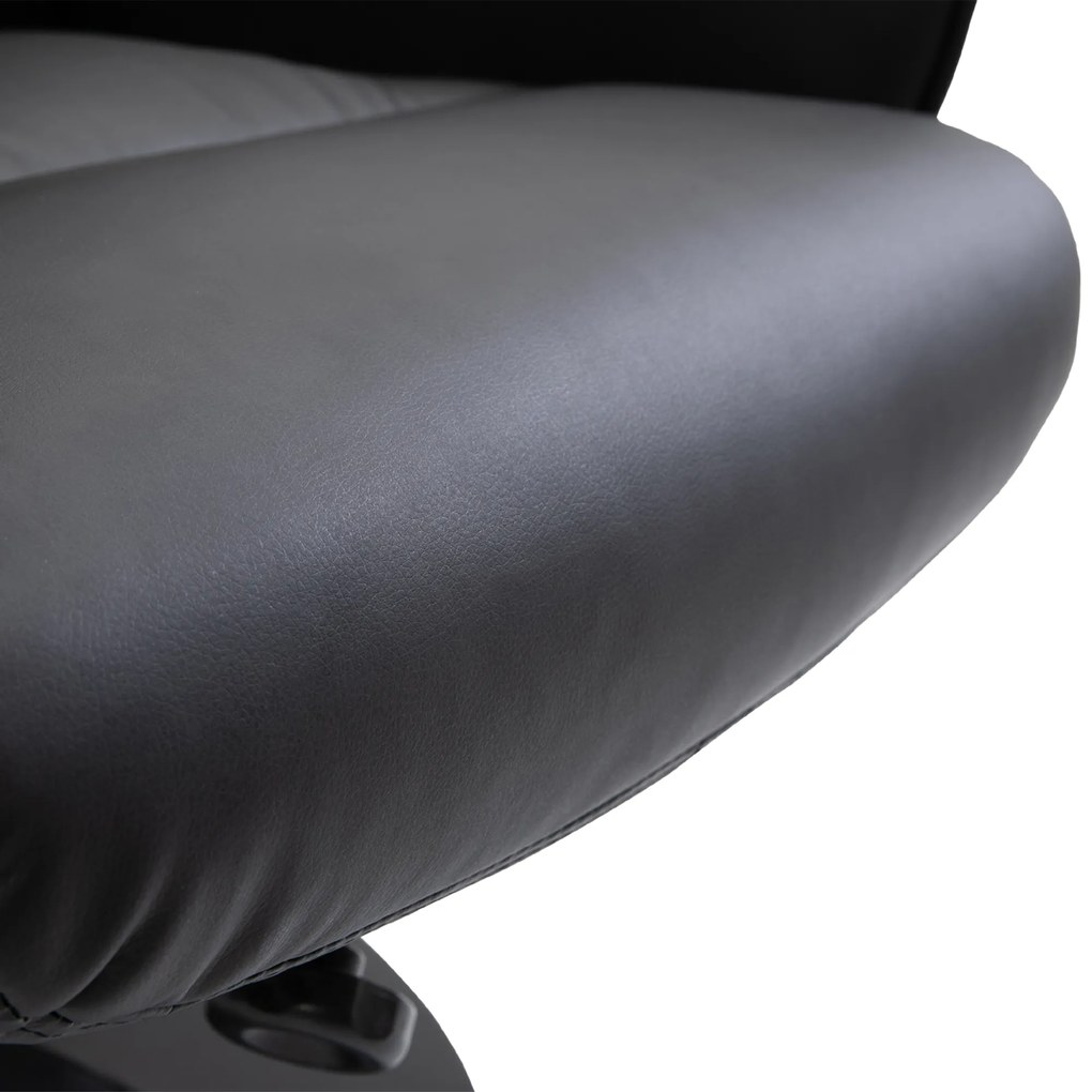 HOMCOM Fotoliu relaxant cu suport pentru picioare fotoliu de relaxare relaxant pivotant 360° și spătar înclinabil pentru TV suportând până la 120 kg material sintetic metal negru | Aosom Romania