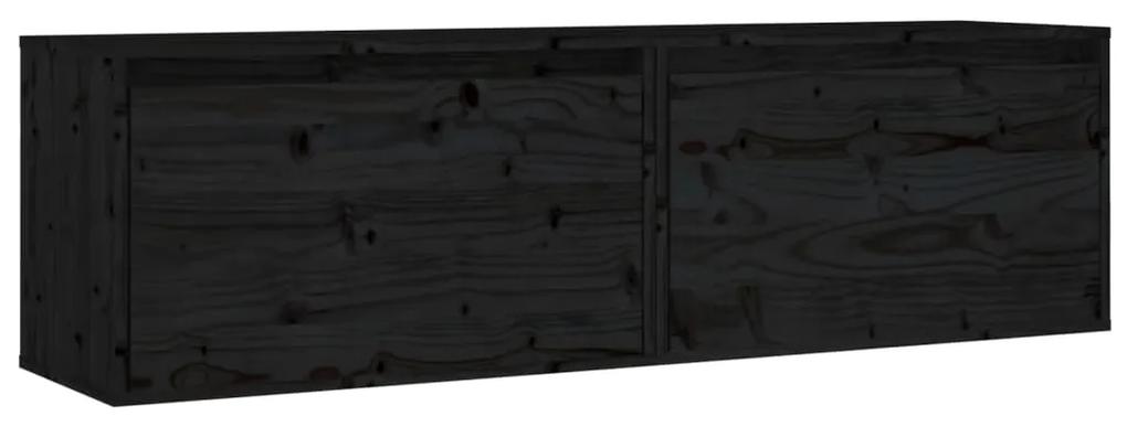 813454 vidaXL Dulapuri de perete, 2 buc., negru, 60x30x35 cm, lemn masiv pin
