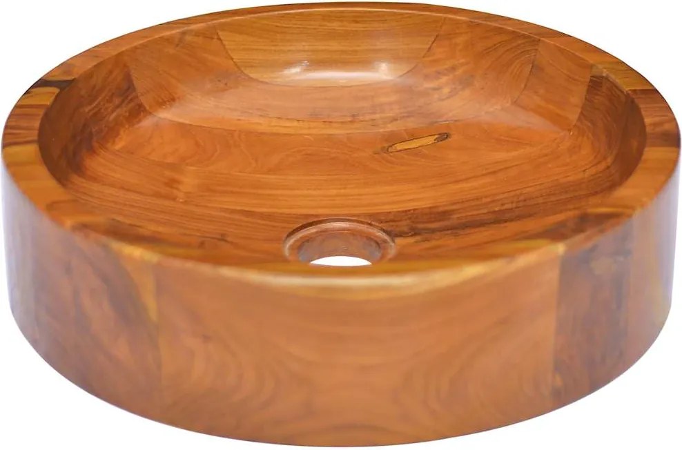 vidaXL Chiuvetă, Φ40x10 cm, lemn masiv de tec