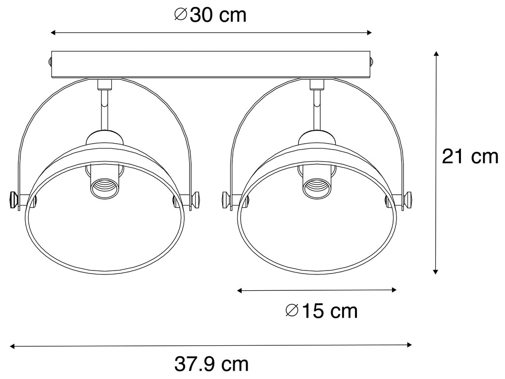Plafoniera industriala alba cu argintiu cu 2 lumini reglabile - Magnax