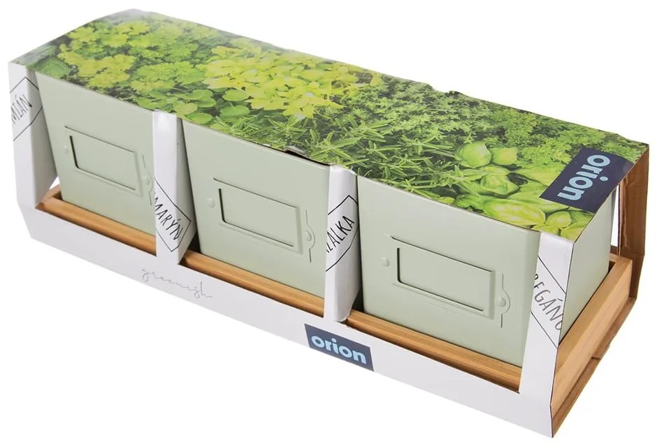 Ghivece 3 buc. din metal pentru ierburi aromatice Greenish – Orion