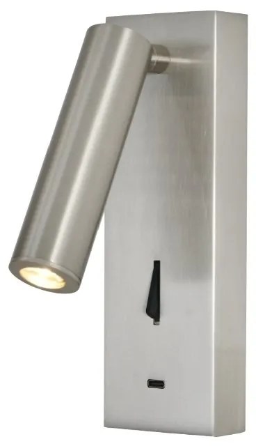 Aplica de perete, Mufa USB, LED, Tarifa III nickel MA-8986