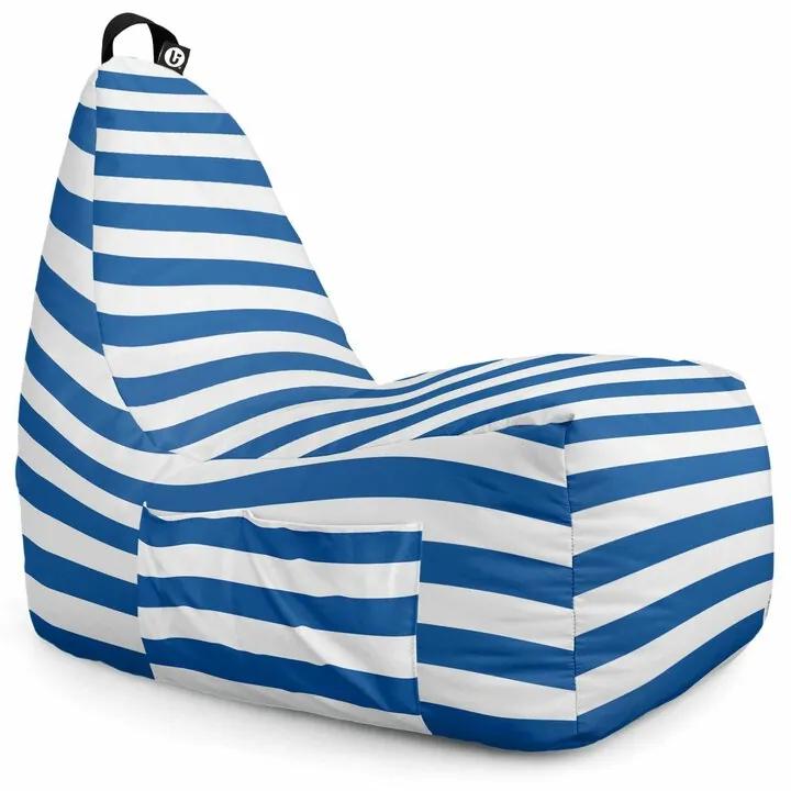 Fotoliu Puf Bean Bag tip Chill L, Regular Stripes Blue