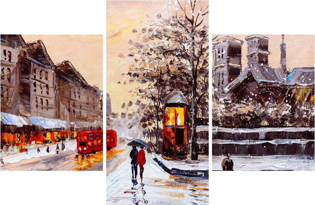 Tablou - Pictură oraș iarna (90x60 cm)