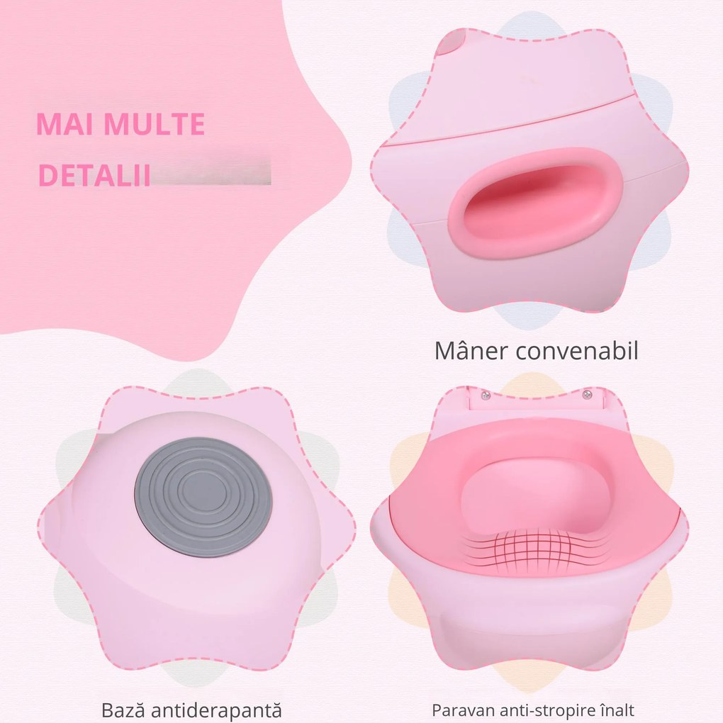 HOMCOM Olita pentru Copii de la 6 Luni Antialunecare Hipopotam Roz 40 x 30 x 23cm | Aosom Romania