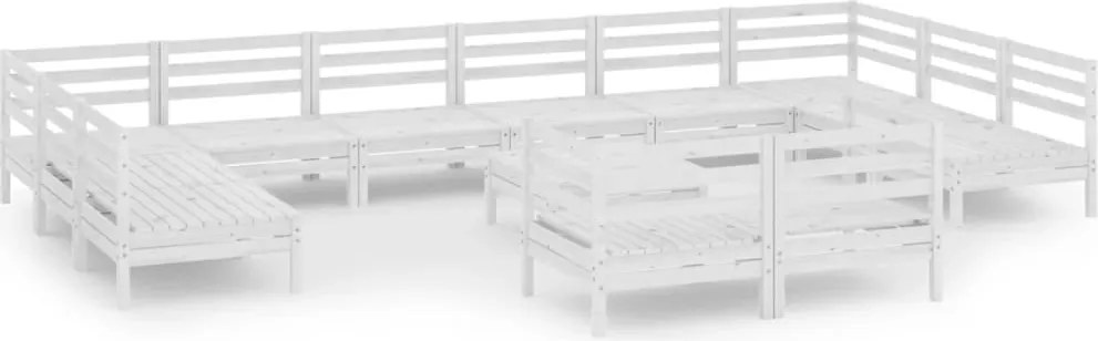 vidaXL Set mobilier de grădină, 13 piese, alb, lemn masiv de pin