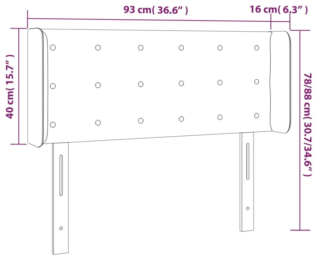 Tablie de pat cu LED, maro inchis, 93x16x78 88 cm, textil 1, Maro inchis, 93 x 16 x 78 88 cm