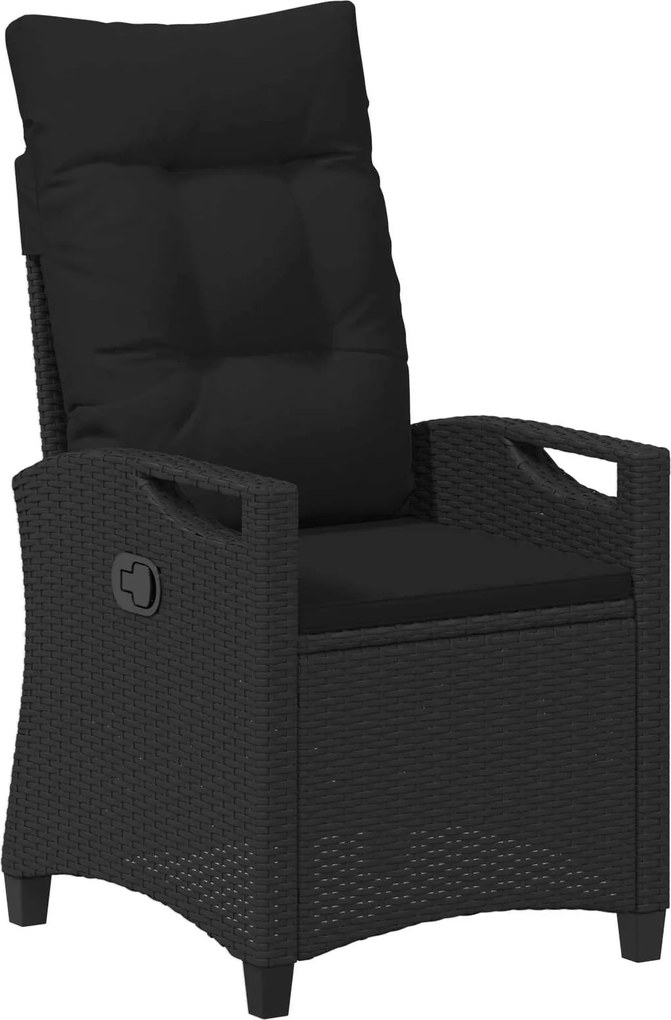 vidaXL Scaun de grădină rabatabil Negru 56 x 60 x 112 cm poliratan