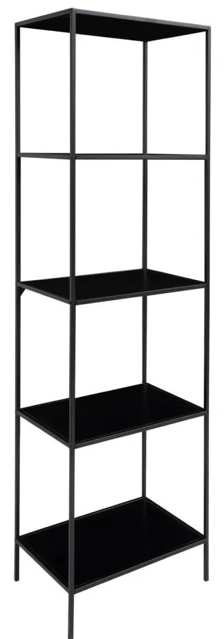 Raft Vita cu 5 rafturi, negru, cu cadru negru, 51x36x170 cm