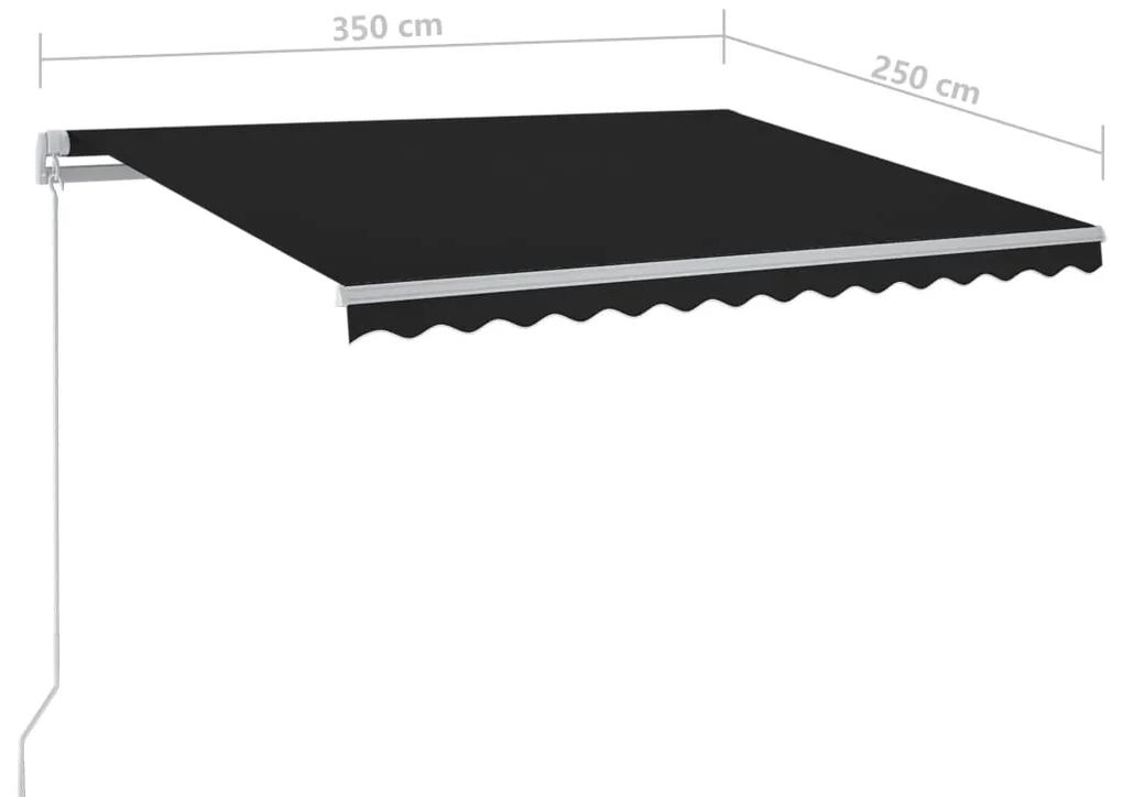 Copertina automata cu senzor vant  LED, antracit, 3,5x2,5 m Antracit, 3.5 x 2.5 m