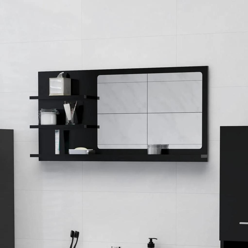 Oglinda de baie, negru, 90 x 10,5 x 45 cm, PAL