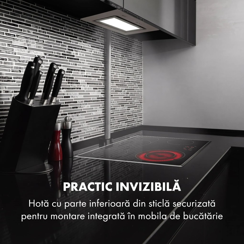 Klarstein Hektor Brilliant Edition, hotă încorporată, 52 cm, 506 m³ / h, touch, sticlă, alb