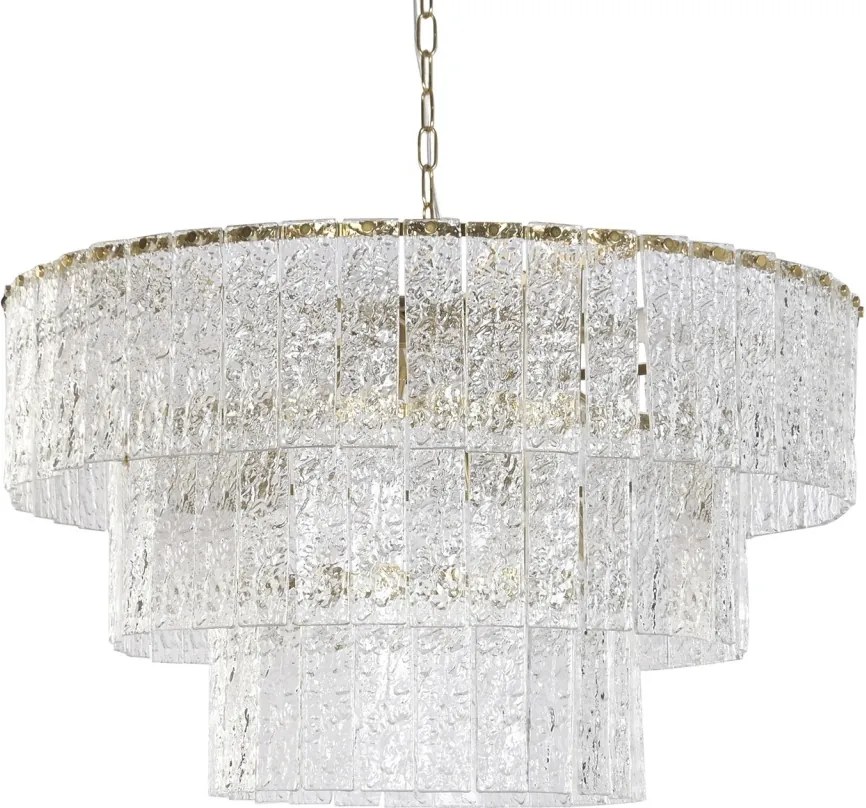 Candelabru din sticlă și metal, transparent și auriu, cu 10 brațe, 40 x 80 cm, „Chantilly”