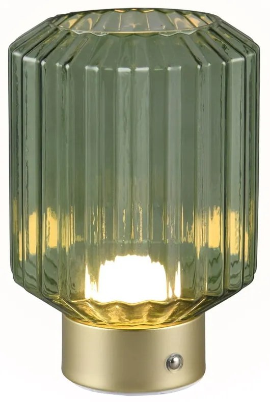 Veioză verde/aurie LED cu intensitate reglabilă cu abajur din sticlă (înălțime 19,5 cm) Lord – Reality