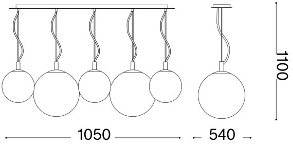 Lustră pe cablu Ideal Lux MAPA 5xE27/42W/230V auriu/fumuriu