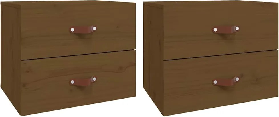 vidaXL Noptiere de perete, 2 buc., maro miere, 50x36x40 cm