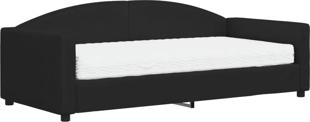 vidaXL Pat de zi cu saltea, negru, 90x190 cm, textil