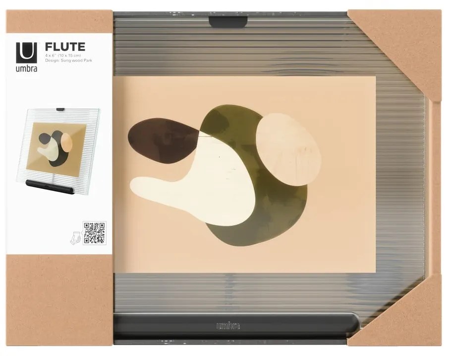 Ramă foto neagră cu picior de susținere din sticlă 16x20 cm Flute – Umbra