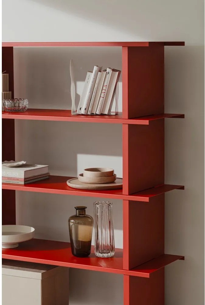 Bibliotecă roșie din metal 120x156x37 cm Hes – noo.ma