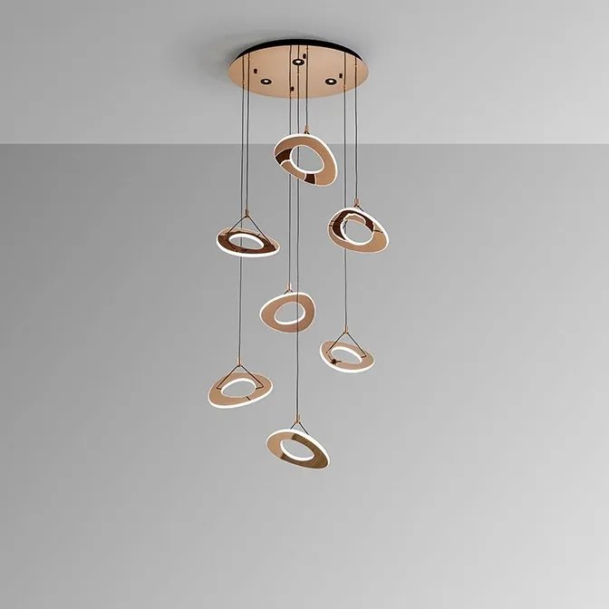 Lustra cu 7 Pendule LED auriu roze Mirena
