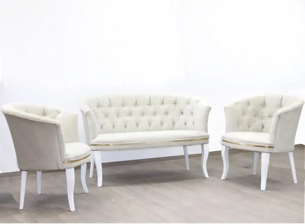 Fotoliu Milano, bej, picioare albe, Homs