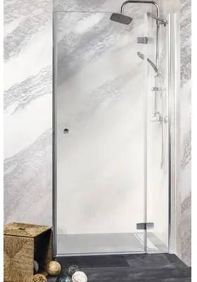 Ușă duș batantă Sanotechnik Sanoflex Symphony, 115-117x195 cm, sticlă securizată transparentă, profil crom, dreapta
