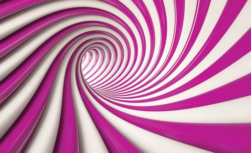 Fototapet - Tunelul alb și roz 3D (152,5x104 cm)
