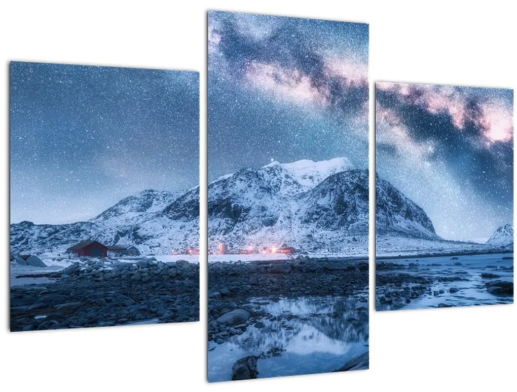 Tablou cu munți și ceul cu stele (90x60 cm)