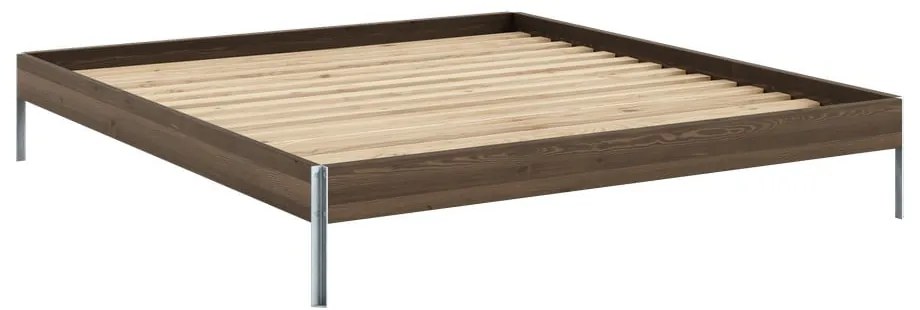 Pat matrimonial maro din lemn de pin cu somieră 180x200 cm Core – Karup Design