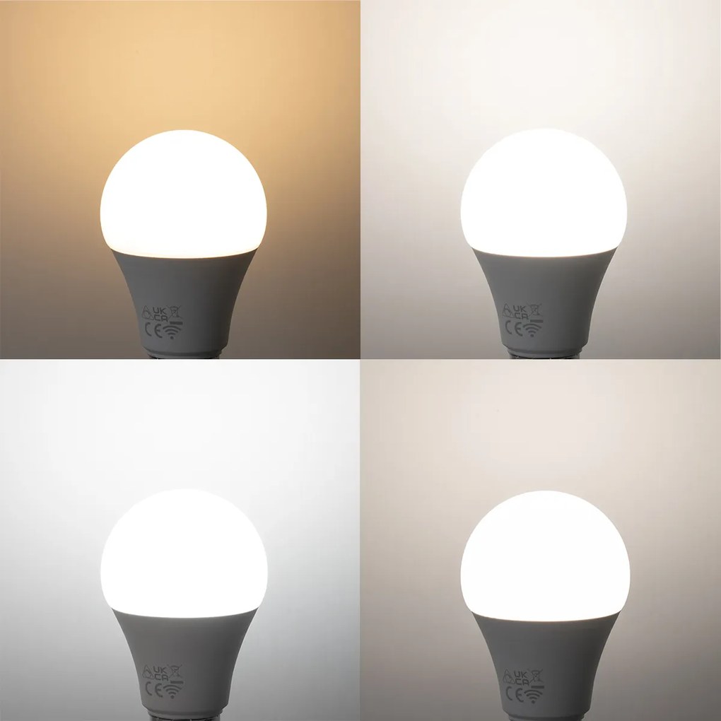 Set 5 becuri Becuri LED inteligente E27 A60 mat RGBW 9W 806lm 2700-6500K