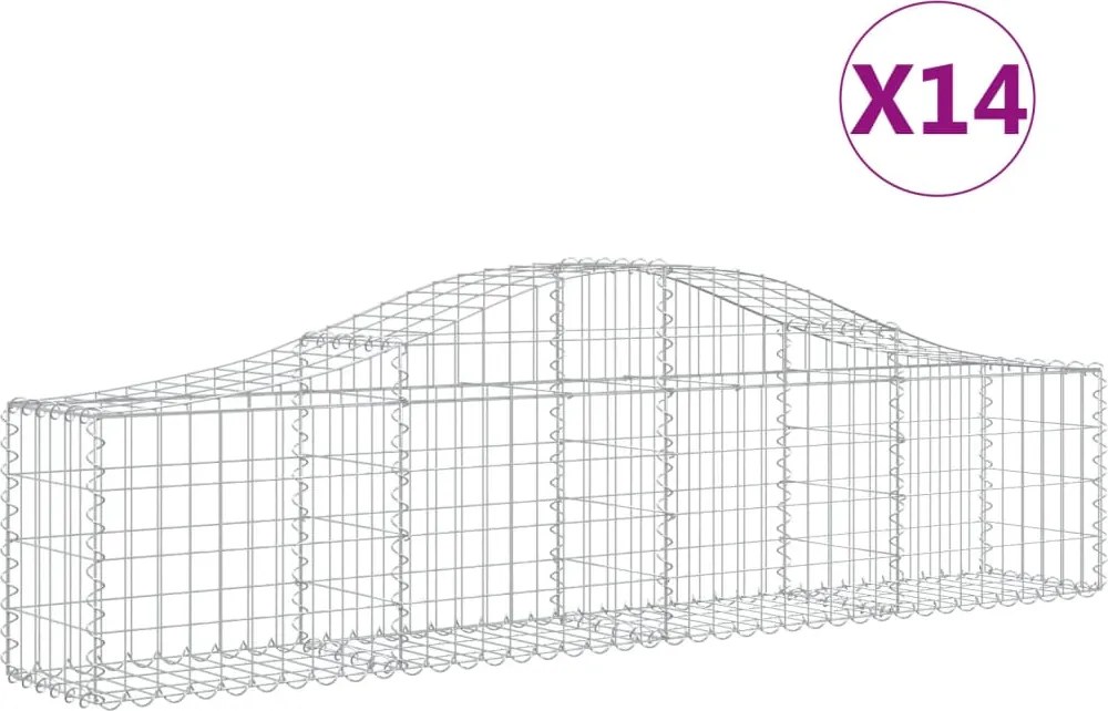 vidaXL Coșuri gabion arcuite 14 buc, 200x30x40/60 cm, fier galvanizat