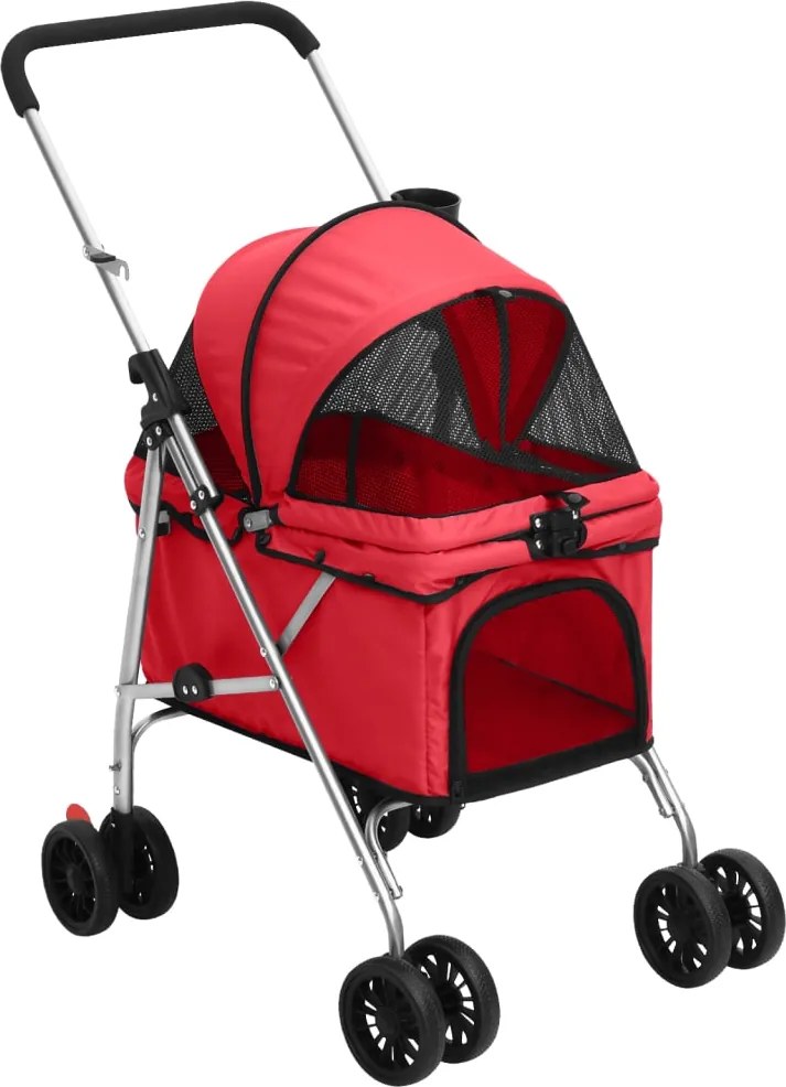 vidaXL Cărucior pliabil pentru câini roșu 76x50x100 cm țesătură Oxford