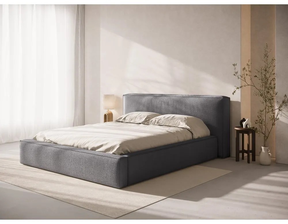 Tăblie de pat gri închis tapițată 249x100 cm Olivia – Micadoni