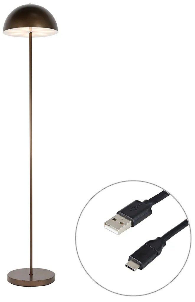 Lampă de podea pentru exterior bronz închis reîncărcabilă cu dimmer în 3 trepte - Keira
