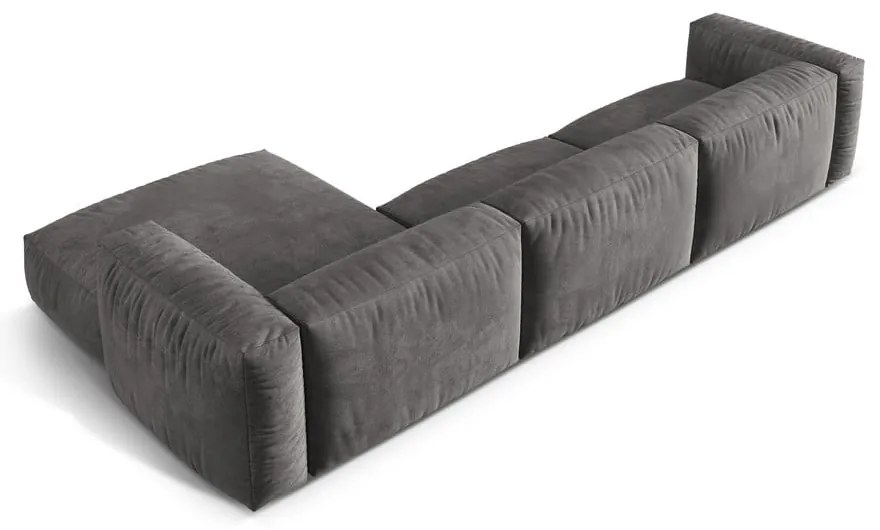 Colțar modular gri cu tapițerie din catifea (cu colț pe partea dreaptă/cu șezlong) Martina – Micadoni