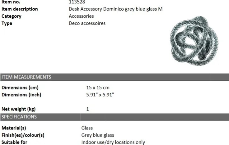 Obiect decorativ LUX Dominico M, diam.15cm gri 113528 HZ