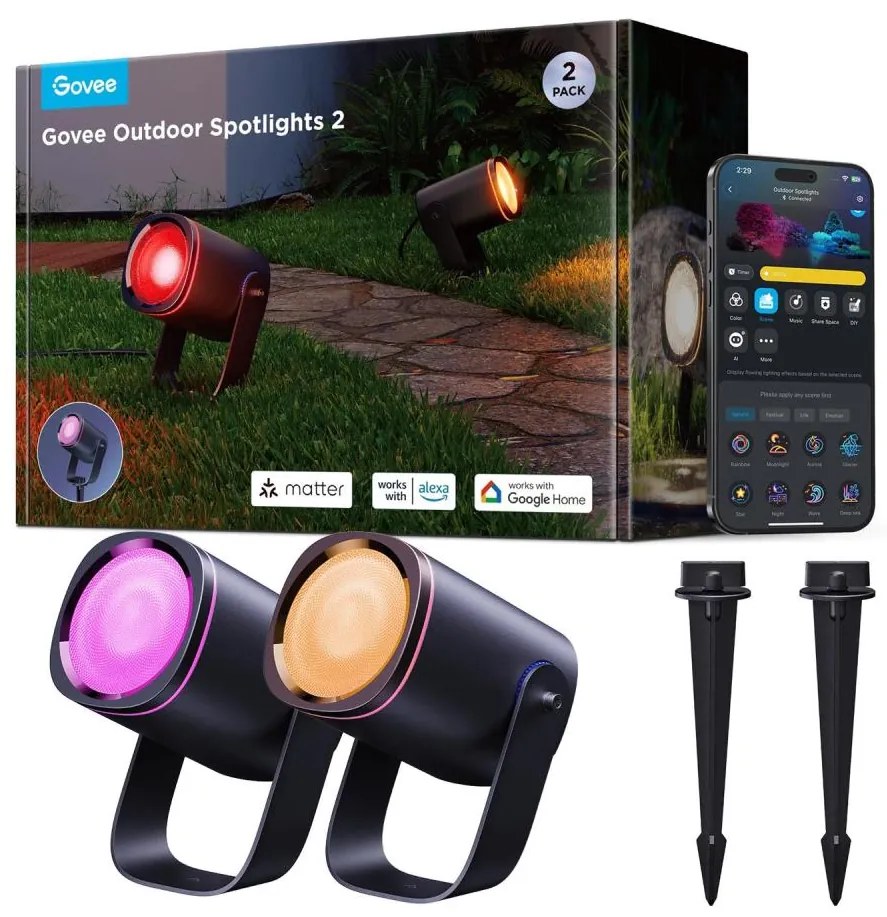 Proiector LED RGBWW dimabil Govee LED/12W/230V IP67 2700-6500K Wi-Fi