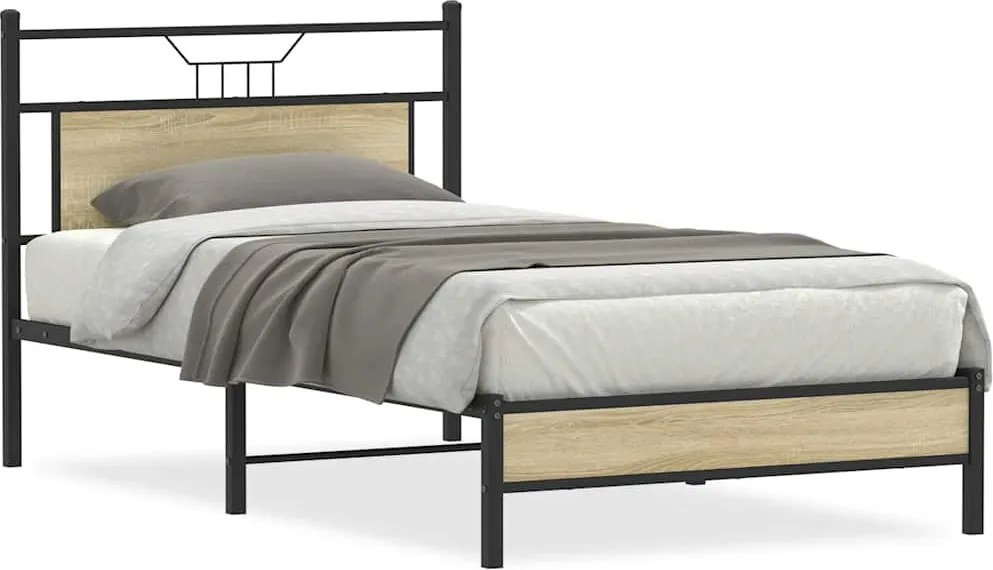 vidaXL Cadru pat fără saltea, stejar sonoma 100x190 cm lemn prelucrat