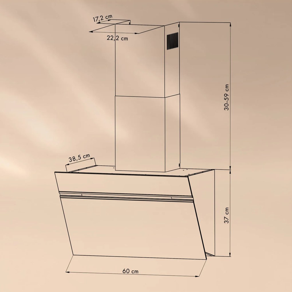 Alina 60 Smart, hota, 60 cm, 600 m³/h, iluminare LED, față din sticlă