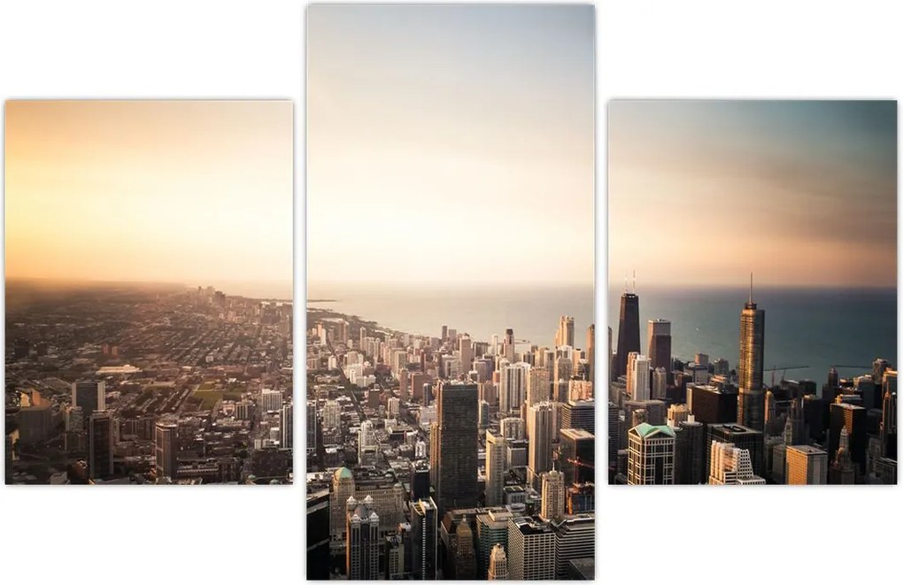 Tablou apusului de soare deasupa orașului (90x60 cm)