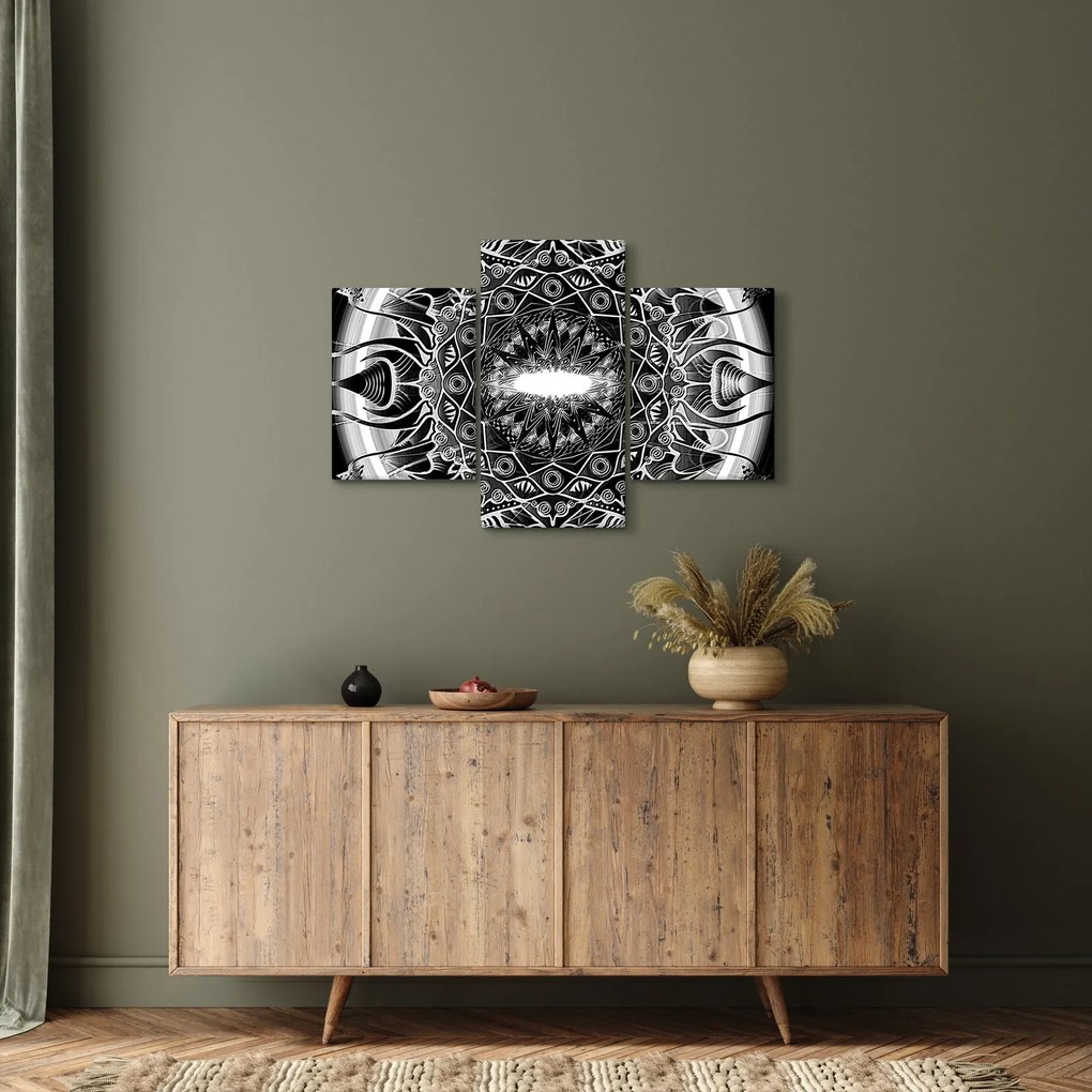 Tablou cu ornamente alb negre (90x60 cm)